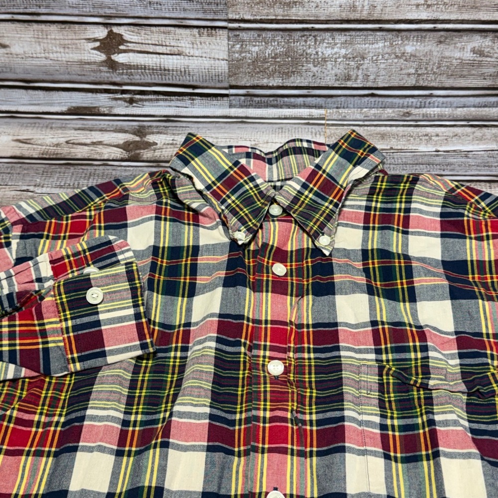 Brooks Brothers Button Down Shirt Mens Medium Multicolor Plaid Madison Fit